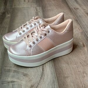 ANDREA FENZI Shimmering Pink Platform Sneakers